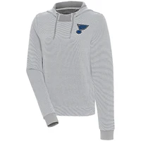 Women's Antigua  Gray St. Louis Blues Axe Bunker Tri-Blend Pullover Hoodie