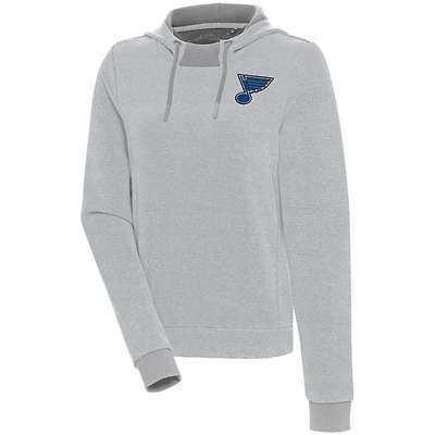 Women's Antigua  Gray St. Louis Blues Axe Bunker Tri-Blend Pullover Hoodie