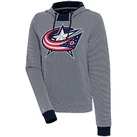 Women's Antigua  Navy Columbus Blue Jackets Axe Bunker Tri-Blend Pullover Hoodie