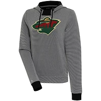 Women's Antigua  Black Minnesota Wild Axe Bunker Tri-Blend Pullover Hoodie