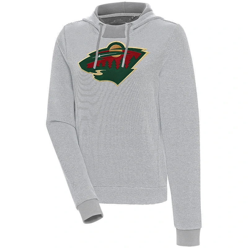 Women's Antigua Minnesota Wild Axe Bunker Tri-Blend Pullover Hoodie