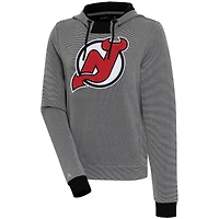 Women's Antigua  Black New Jersey Devils Axe Bunker Tri-Blend Pullover Hoodie