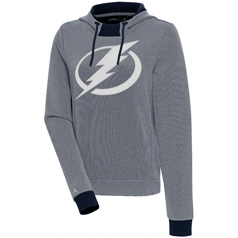 Women's Antigua  Navy Tampa Bay Lightning Axe Bunker Tri-Blend Pullover Hoodie