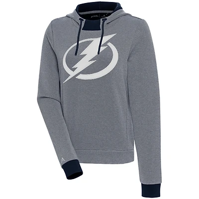 Women's Antigua  Navy Tampa Bay Lightning Axe Bunker Tri-Blend Pullover Hoodie