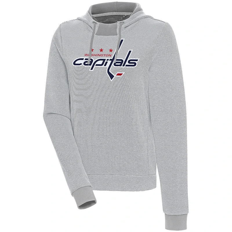 Women's Antigua  Gray Washington Capitals Axe Bunker Tri-Blend Pullover Hoodie