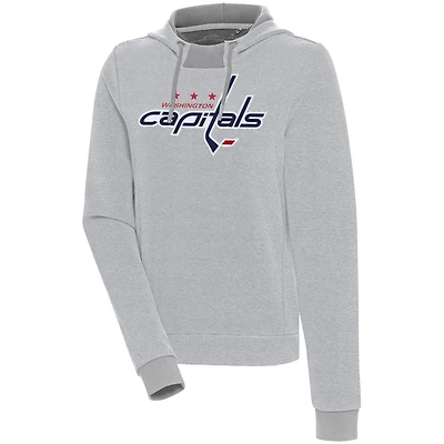 Women's Antigua  Gray Washington Capitals Axe Bunker Tri-Blend Pullover Hoodie