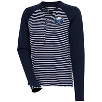 Women's Antigua Navy Buffalo Sabres Maverick Henley Long Sleeve T-Shirt