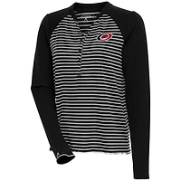 Women's Antigua  Black Carolina Hurricanes Maverick Henley Long Sleeve T-Shirt