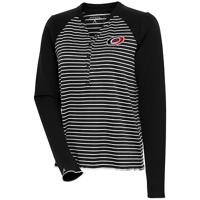 Women's Antigua  Black Carolina Hurricanes Maverick Henley Long Sleeve T-Shirt
