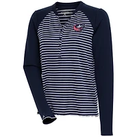 Women's Antigua  Navy Columbus Blue Jackets Maverick Henley Long Sleeve T-Shirt