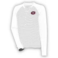 Women's Antigua  White Montreal Canadiens Maverick Henley Long Sleeve T-Shirt