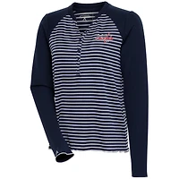 Women's Antigua  Navy Washington Capitals Maverick Henley Long Sleeve T-Shirt