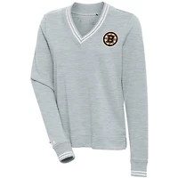Women's Antigua  Heather Gray Boston Bruins Parker V-Neck Pullover Top