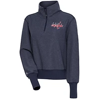 Women's Antigua  Heather Navy Washington Capitals Upgrade Half-Zip Pullover Top