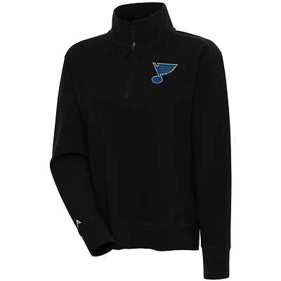 Women's Antigua  Black St. Louis Blues Portal Quarter-Zip Pullover Top
