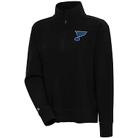 Women's Antigua  Black St. Louis Blues Portal Quarter-Zip Pullover Top