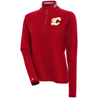 Women's Antigua  Red Calgary Flames Milo Quarter-Zip Pullover Top