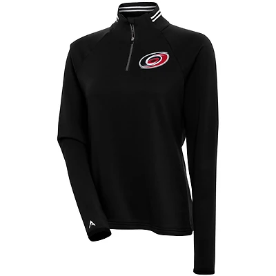 Women's Antigua  Black Carolina Hurricanes Milo Quarter-Zip Pullover Top