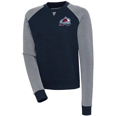 Women's Antigua  Navy/White Colorado Avalanche Flier Bunker Pullover Sweatshirt