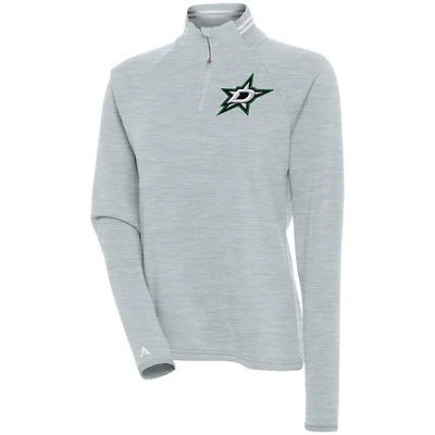 Women's Antigua  Heather Gray Dallas Stars Milo Quarter-Zip Pullover Top