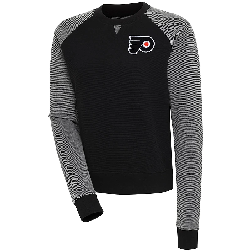 Women's Antigua  Black/White Philadelphia Flyers Flier Bunker Pullover Sweatshirt