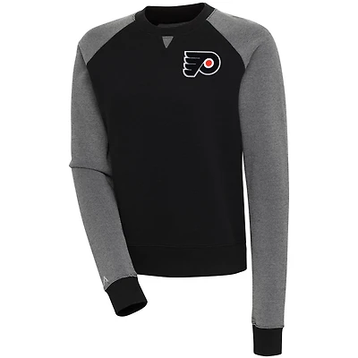 Women's Antigua  Black/White Philadelphia Flyers Flier Bunker Pullover Sweatshirt