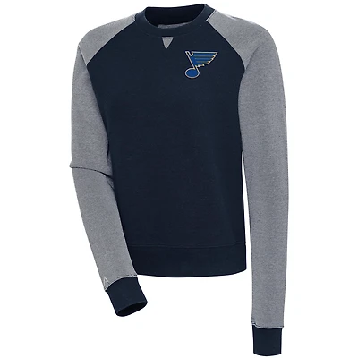 Women's Antigua  Navy/White St. Louis Blues Flier Bunker Pullover Sweatshirt
