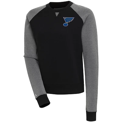Women's Antigua  Black/White St. Louis Blues Flier Bunker Pullover Sweatshirt