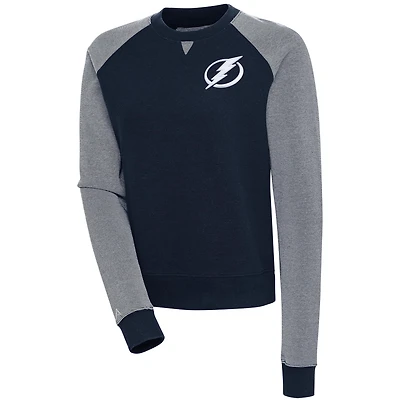 Women's Antigua  Navy/White Tampa Bay Lightning Flier Bunker Pullover Sweatshirt