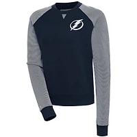Women's Antigua  Navy/White Tampa Bay Lightning Flier Bunker Pullover Sweatshirt