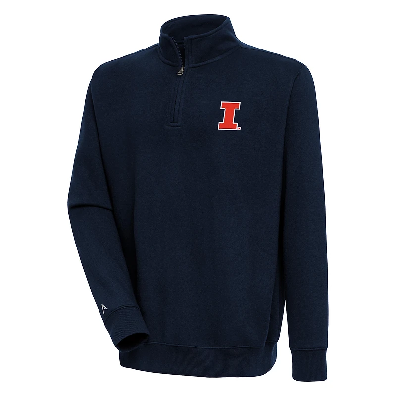 Men's Antigua  Navy Illinois Fighting Illini Victory Quarter-Zip Pullover Top
