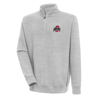 Men's Antigua Heather Gray Ohio State Buckeyes Victory Quarter-Zip Pullover Top