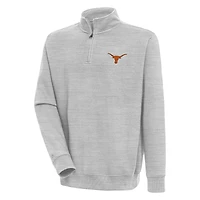 Men's Antigua  Heather Gray Texas Longhorns Victory Quarter-Zip Pullover Top