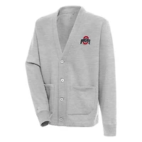 Men's Antigua  Heather Gray Ohio State Buckeyes Victory Cardigan