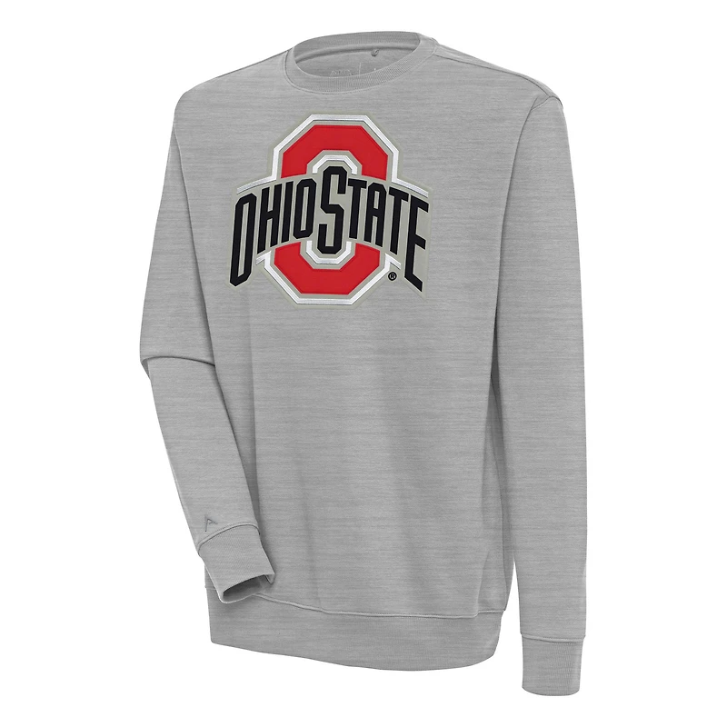 Men's Antigua Heather Gray Ohio State Buckeyes Victory Pullover Sweatshirt