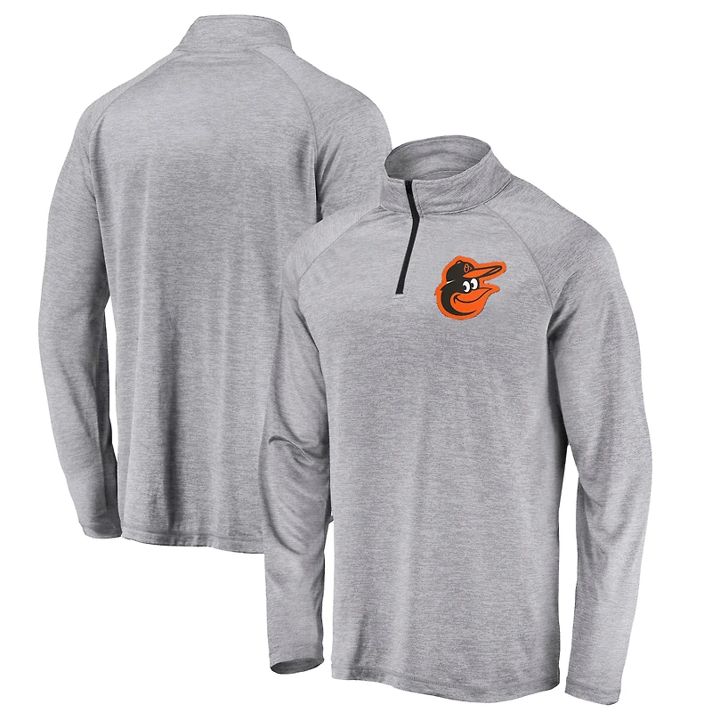 Men's Profile Heather Gray Baltimore Orioles Big & Tall Raglan Quarter-Zip Top