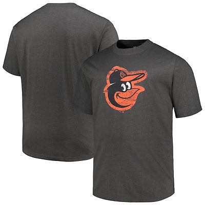 Men's Profile Heather Black Baltimore Orioles Big & Tall Weathered Logo T-Shirt
