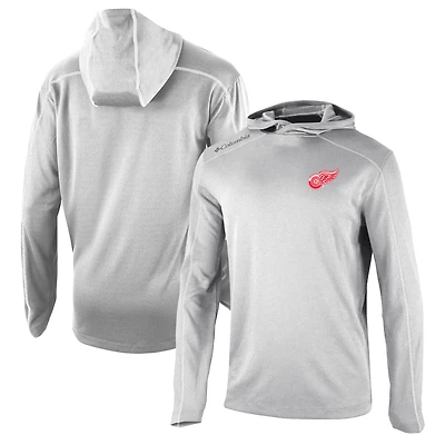 Men's Columbia Gray Detroit Red Wings Omni-Wick Shotgun Long Sleeve Hoodie T-Shirt