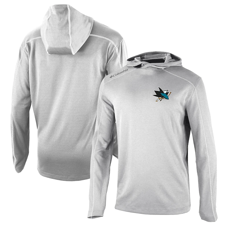 Men's Columbia Gray San Jose Sharks Omni-Wick Shotgun Long Sleeve Hoodie T-Shirt
