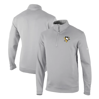 Men's Columbia Gray Pittsburgh Penguins Omni-Wick Wickhams Hills Half-Zip Pullover Top
