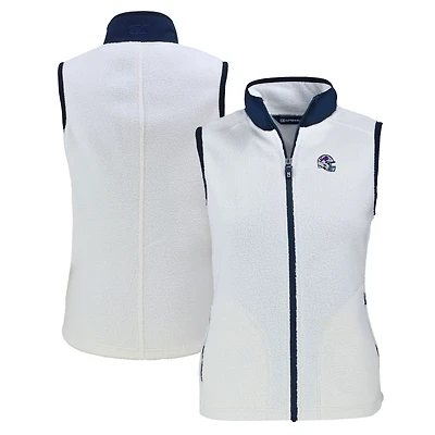 Women's Cutter & Buck Oatmeal Buffalo Bills Helmet Logo Cascade Eco Sherpa Fleece Full-Zip Vest