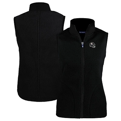 Women's Cutter & Buck Black Pittsburgh Steelers Helmet Logo Cascade Eco Sherpa Fleece Full-Zip Vest