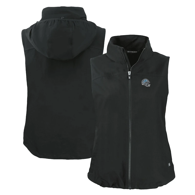Women's Cutter & Buck Black Detroit Lions Helmet Logo Charter Eco Recycled Full-Zip Vest