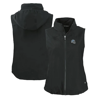 Women's Cutter & Buck Black Detroit Lions Helmet Logo Charter Eco Recycled Full-Zip Vest