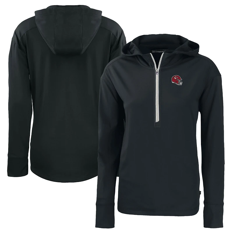 Women's Cutter & Buck  Black Kansas City Chiefs Helmet Daybreak Eco Recycled Half-Zip Hoodie