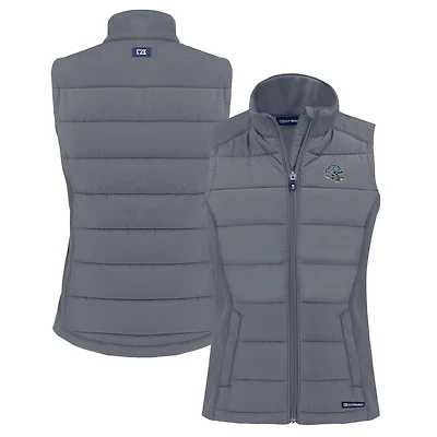 Women's Cutter & Buck  Gray Detroit Lions Helmet Evoke Hybrid Eco Softshell Recycled Full-Zip Vest