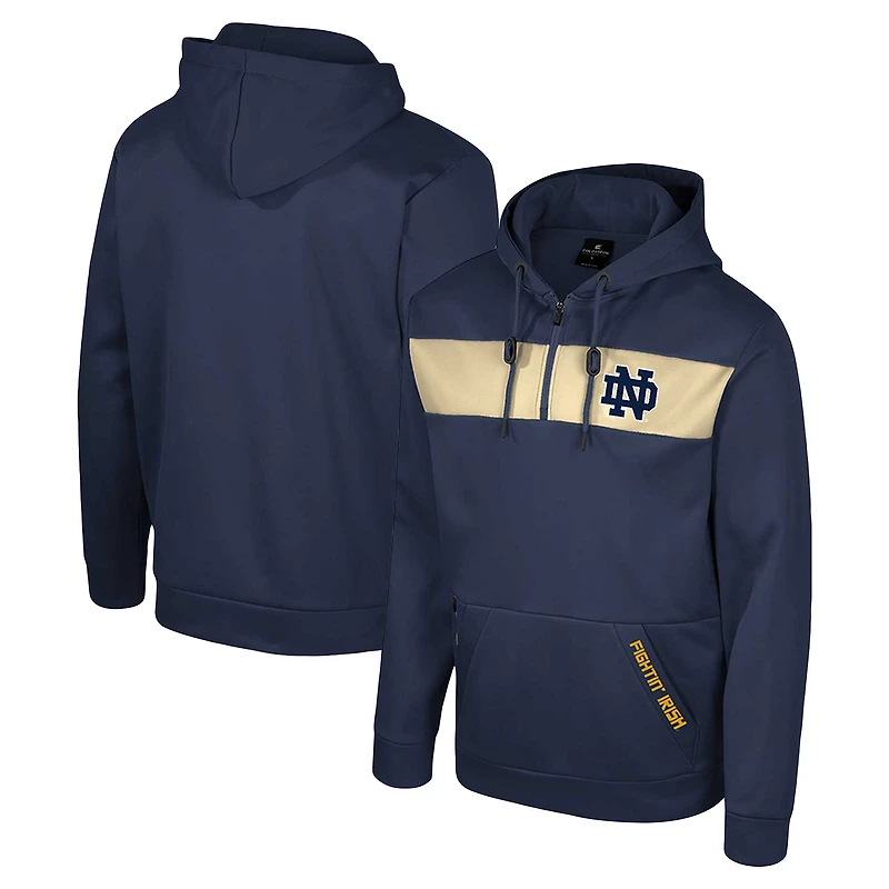 Men's Colosseum Navy Notre Dame Fighting Irish Quarter-Zip Hoodie