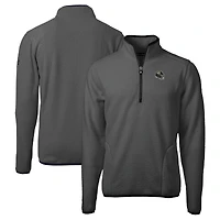 Men's Cutter & Buck  Gray/Black Jacksonville Jaguars Helmet Cascade Eco Sherpa Fleece Quarter-Zip Pullover Jacket
