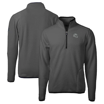 Men's Cutter & Buck  Gray/Black Las Vegas Raiders Helmet Cascade Eco Sherpa Fleece Quarter-Zip Pullover Jacket