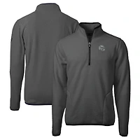 Men's Cutter & Buck  Gray/Black Las Vegas Raiders Helmet Cascade Eco Sherpa Fleece Quarter-Zip Pullover Jacket